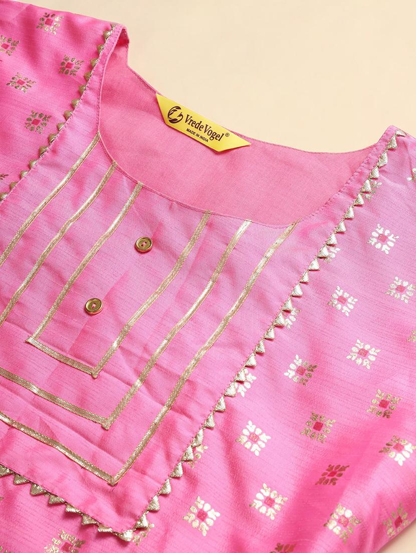 foil printed kurta pant set with dupatta - 20194392 - Standard Image - 5