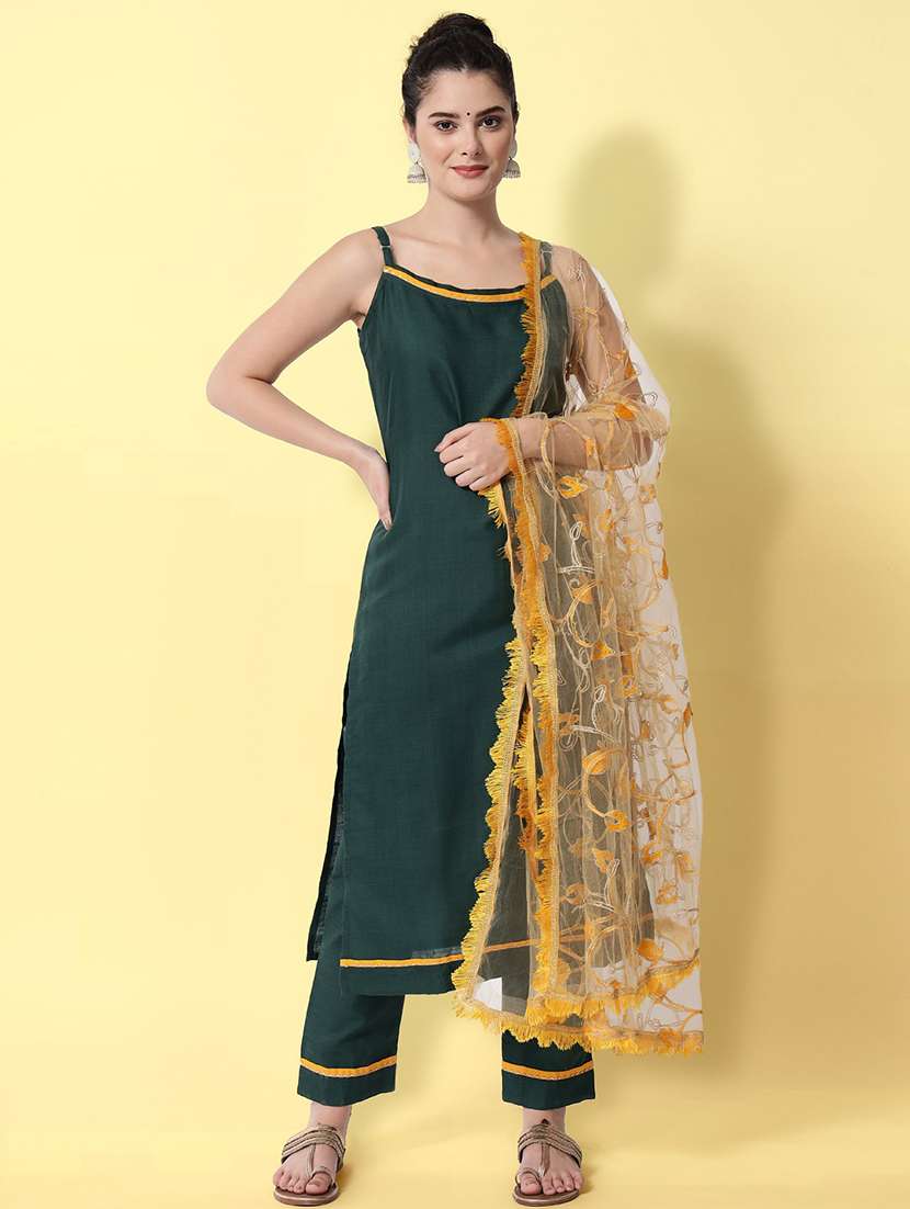 self design kurta pant set with dupatta   - 20194399 -  Zoom Image - 0