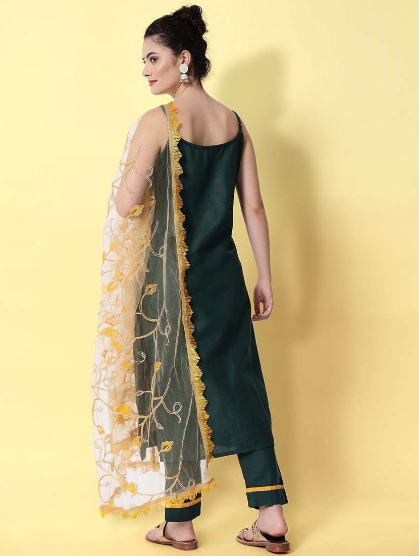 self design kurta pant set with dupatta - 20194399 - Standard Image - 3
