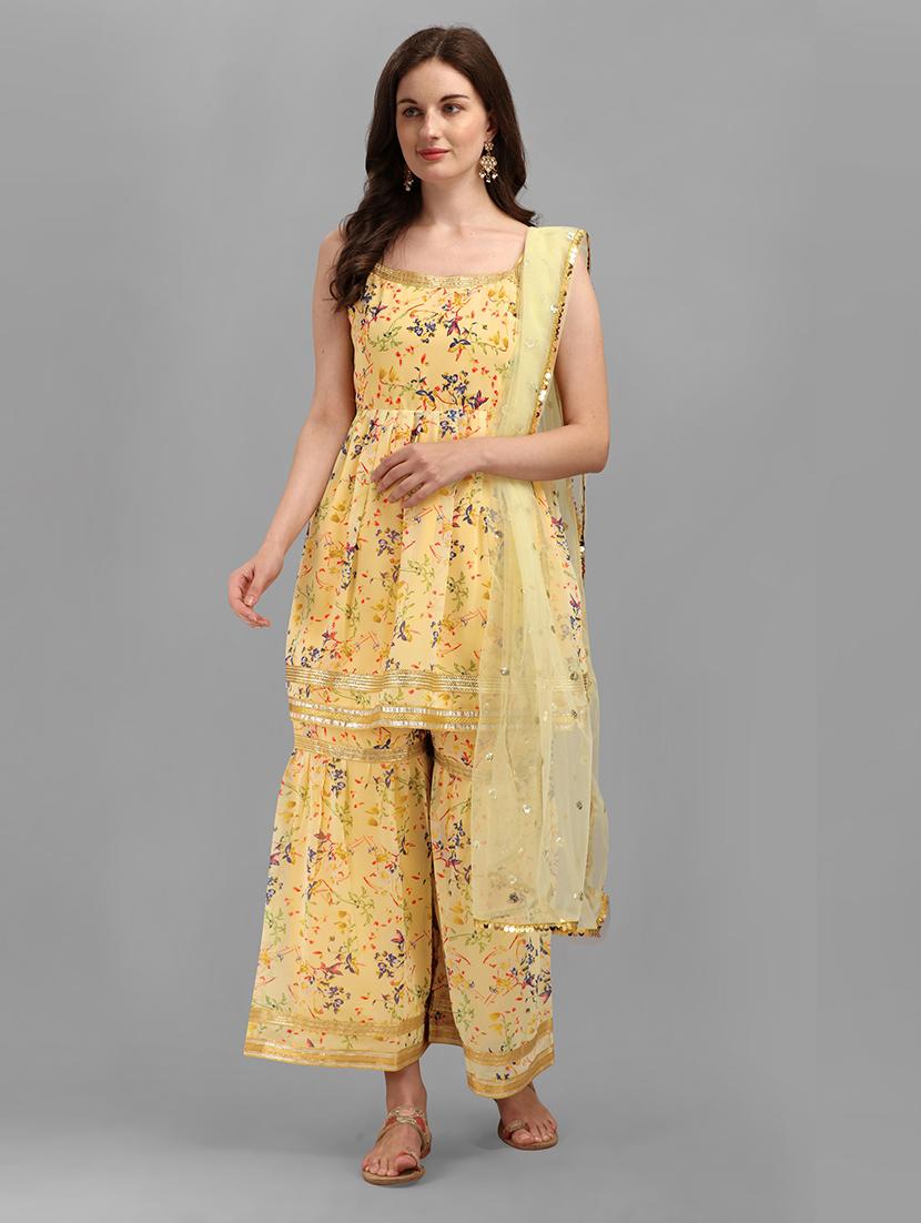 floral printed kurta sharara set with dupatta   - 20194409 -  Zoom Image - 0