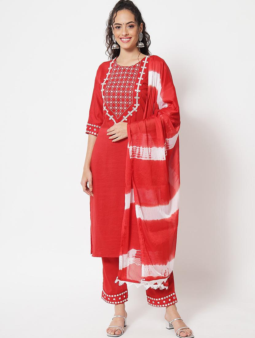embroidered kurta pant set with dupatta - 20194429 - Zoom Image - 0