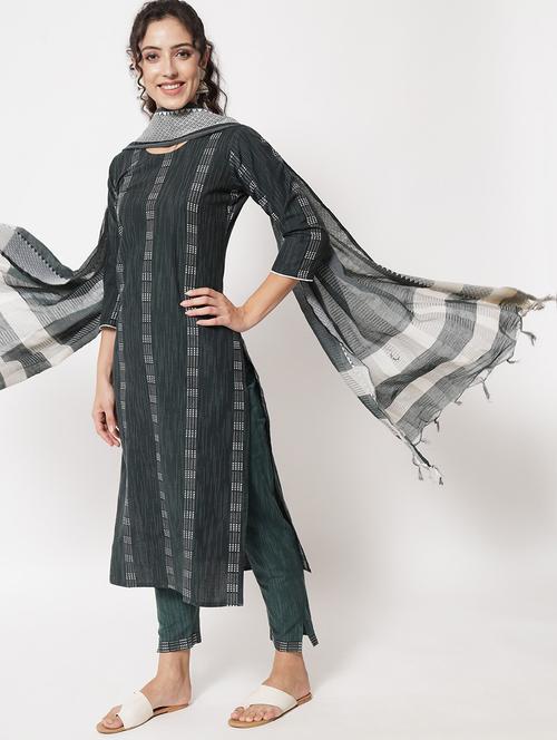 self design kurta pant set with dupatta - 20194433 - Standard Image - 0