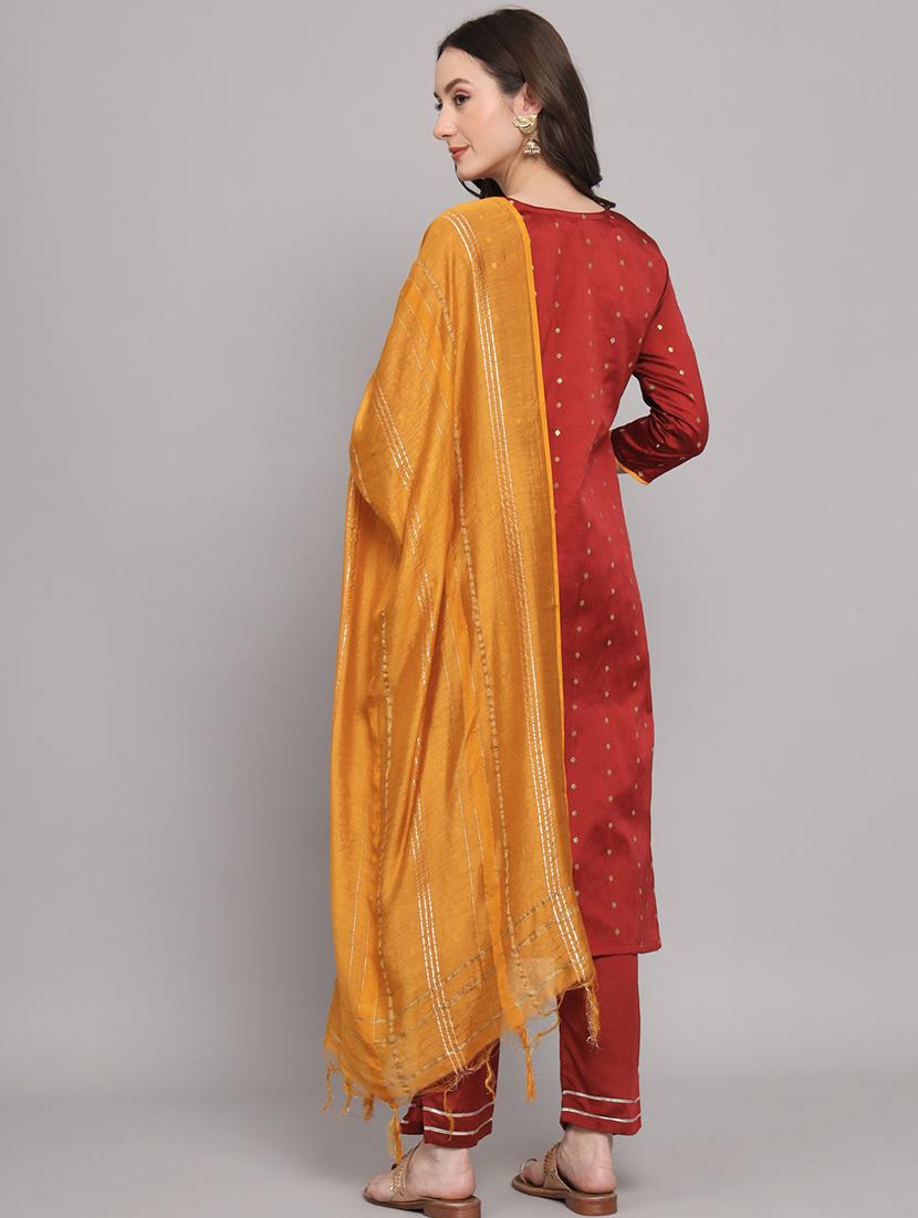 women three quarter sleeve kurta pant with dupatta set - 20194439 - Standard Image - 3