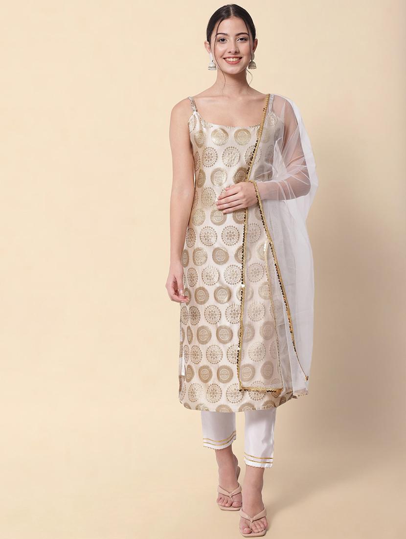 white kurta pant set with dupatta - 20194441 - Standard Image - 3