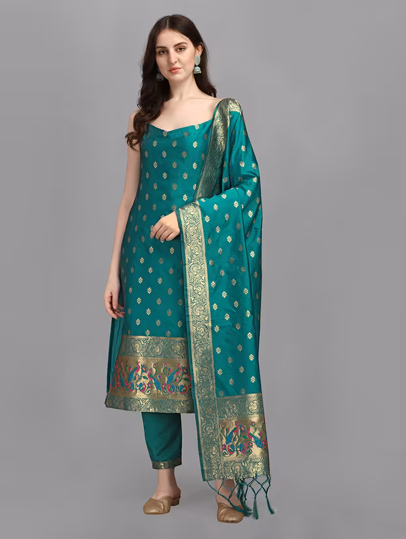 self design kurta pant set with dupatta  
