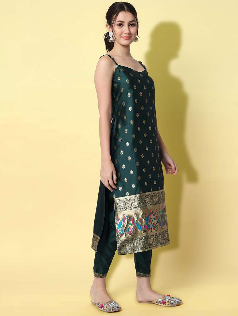 Self Design Kurta Pant Set With Dupatta  