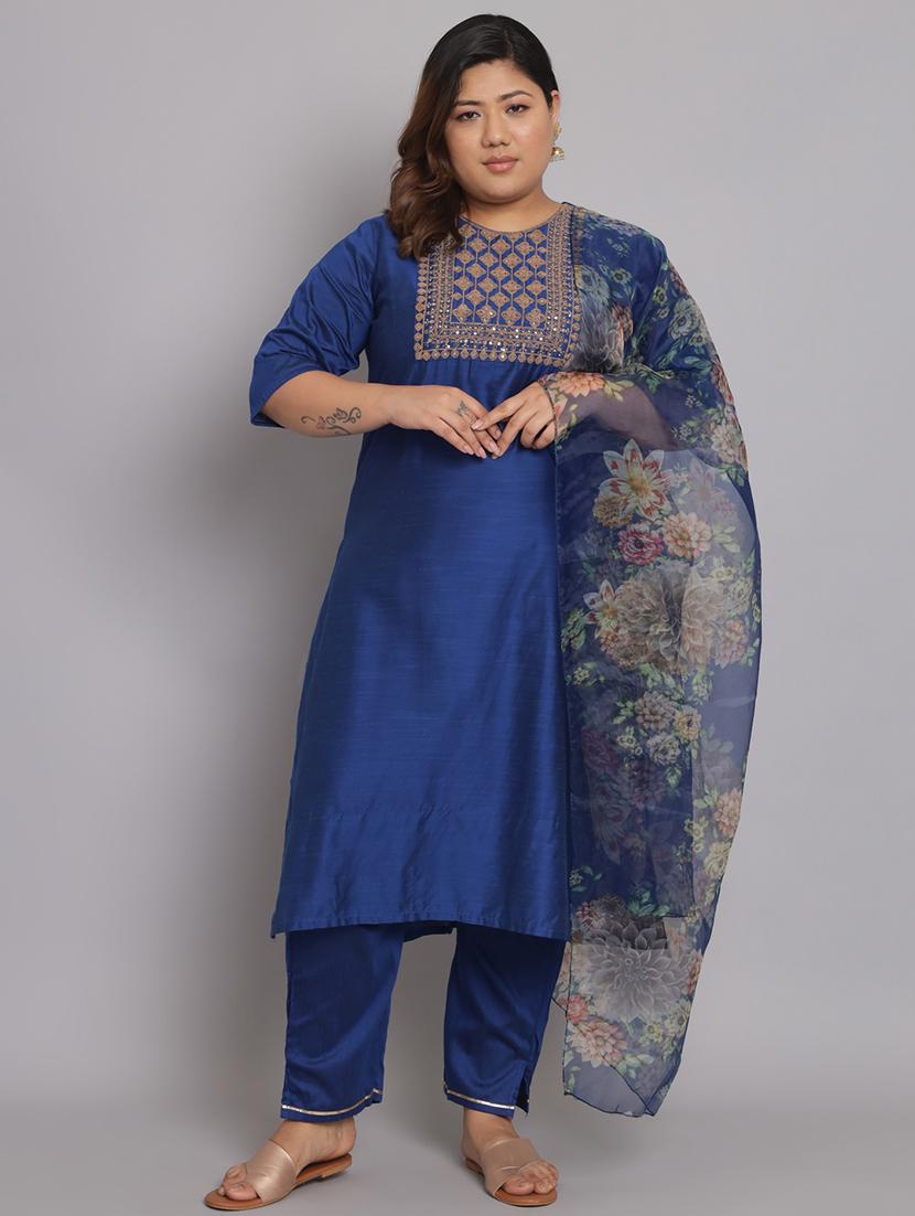 embroidered kurta pant set with dupatta - 20194474 - Zoom Image - 0