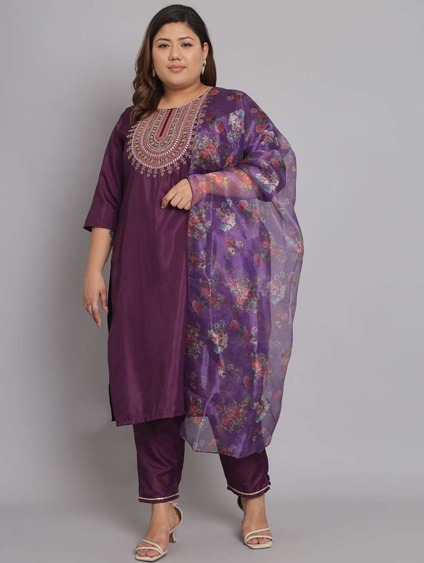 embroidered kurta pant set with dupatta - 20194478 - Zoom Image - 0