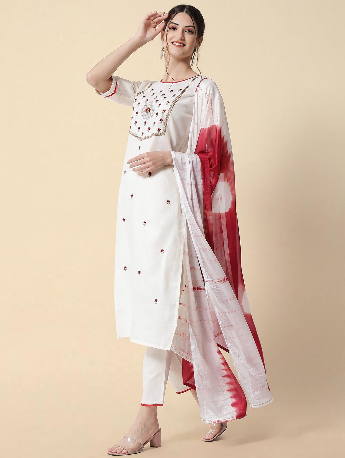 embroidered kurta pant set with dupatta - 20194497 - Zoom Image - 0