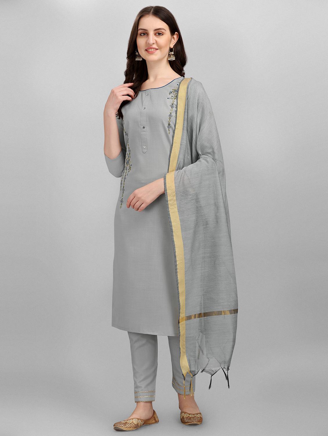 embroidered kurta pant set with dupatta - 20194507 - Zoom Image - 0