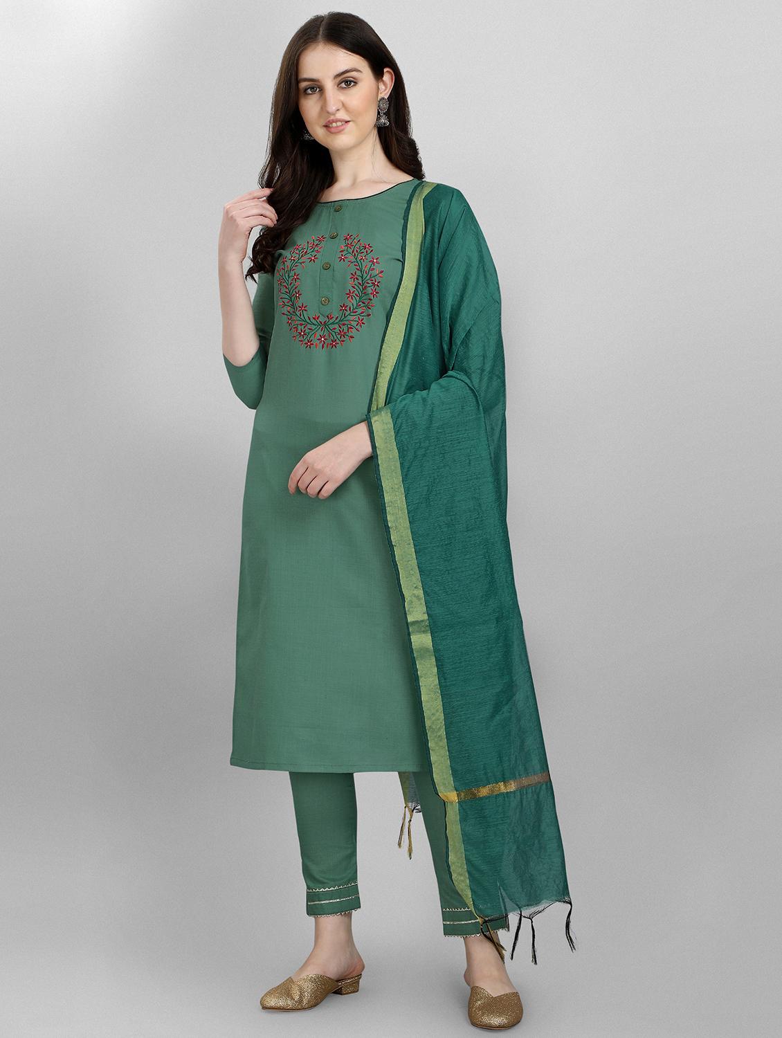embroidered kurta pant set with dupatta   - 20194508 -  Zoom Image - 0