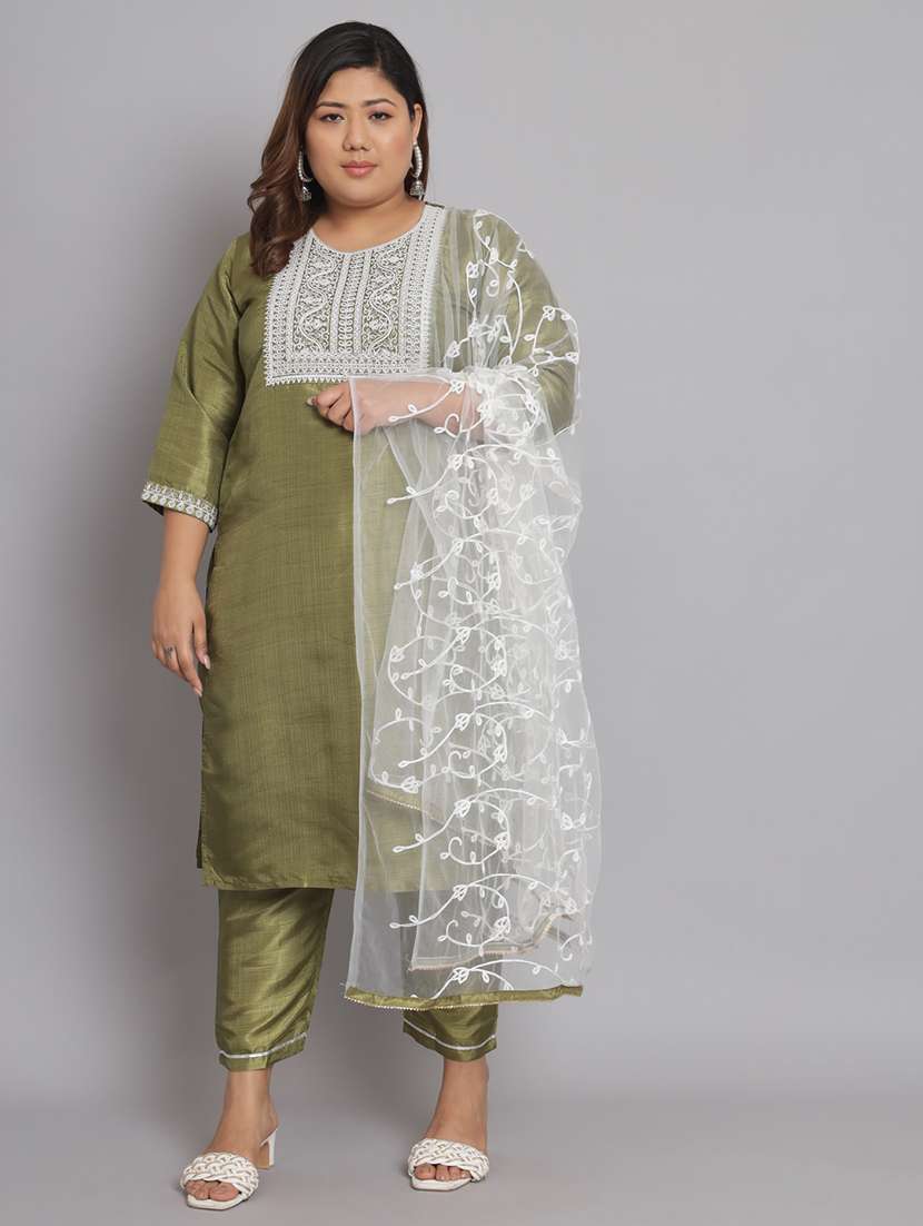 embroidered kurta pant set with dupatta - 20194520 - Zoom Image - 0