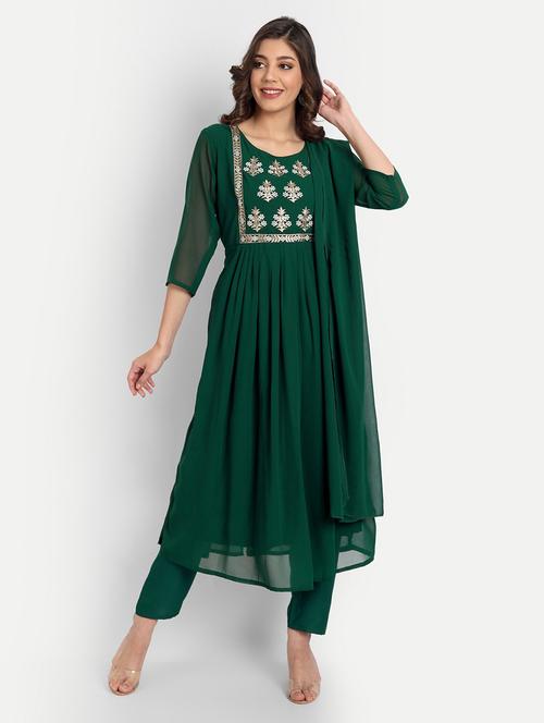 embroidered kurta pant set with dupatta - 20194525 - Standard Image - 0