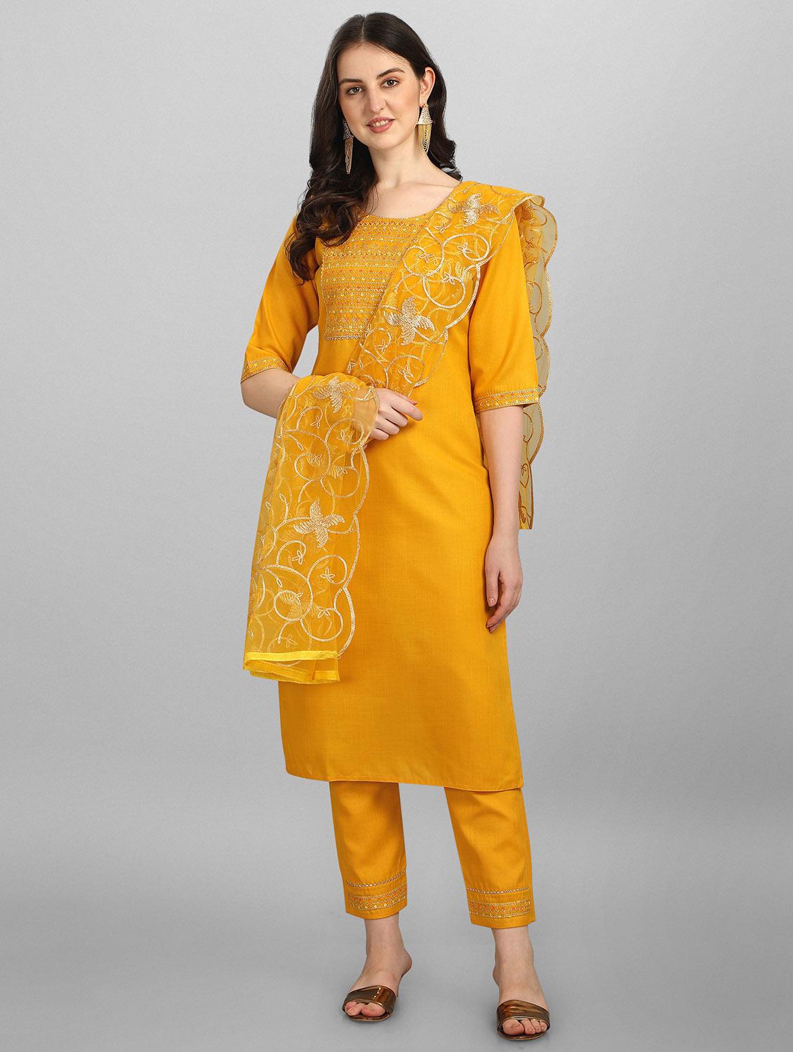 embroidered kurta pant set with dupatta - 20194531 - Zoom Image - 0