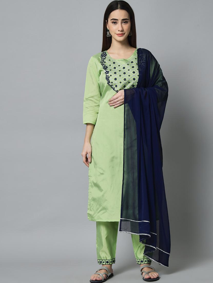embroidered kurta pant set with dupatta - 20194541 - Zoom Image - 0