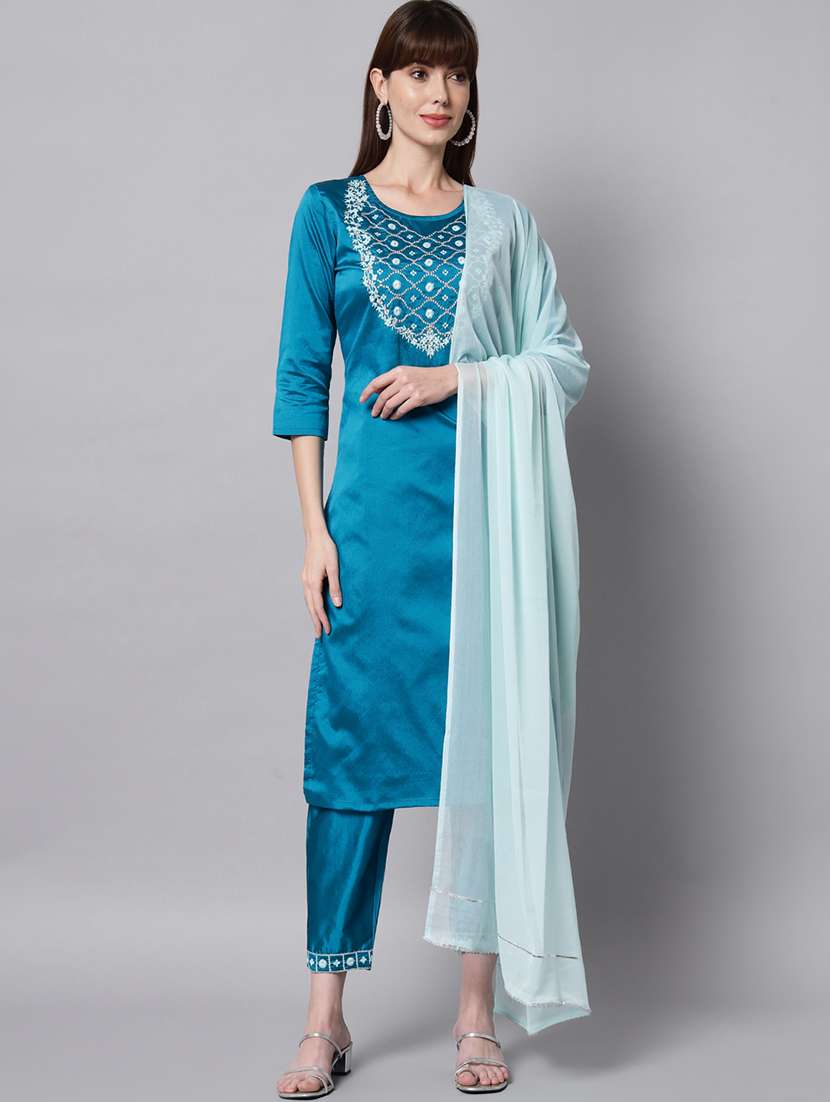 embroidered kurta pant set with dupatta - 20194542 - Zoom Image - 0