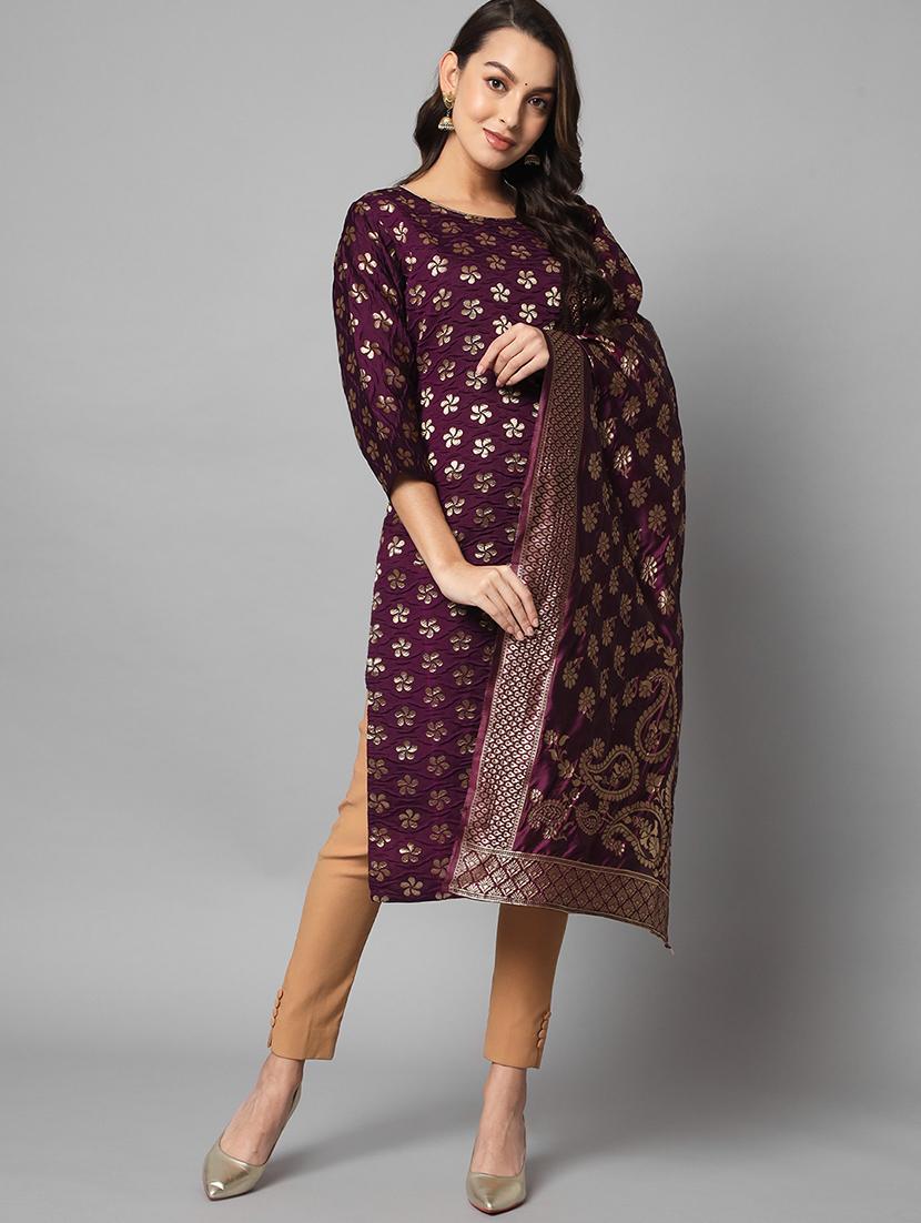 self design banarasi kurta dupatta set - 20194550 - Zoom Image - 0
