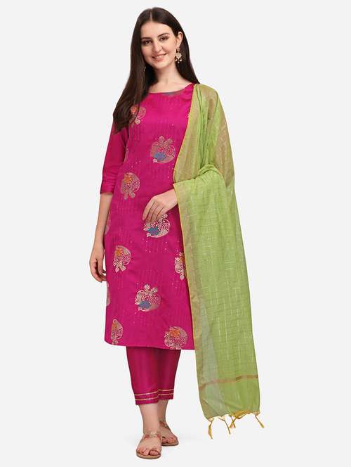 self design kurta pant set with dupatta - 20194566 - Standard Image - 0