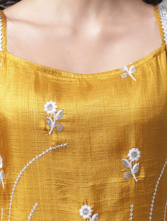yellow kurta sharara set with dupatta - 20195075 - Standard Image - 3