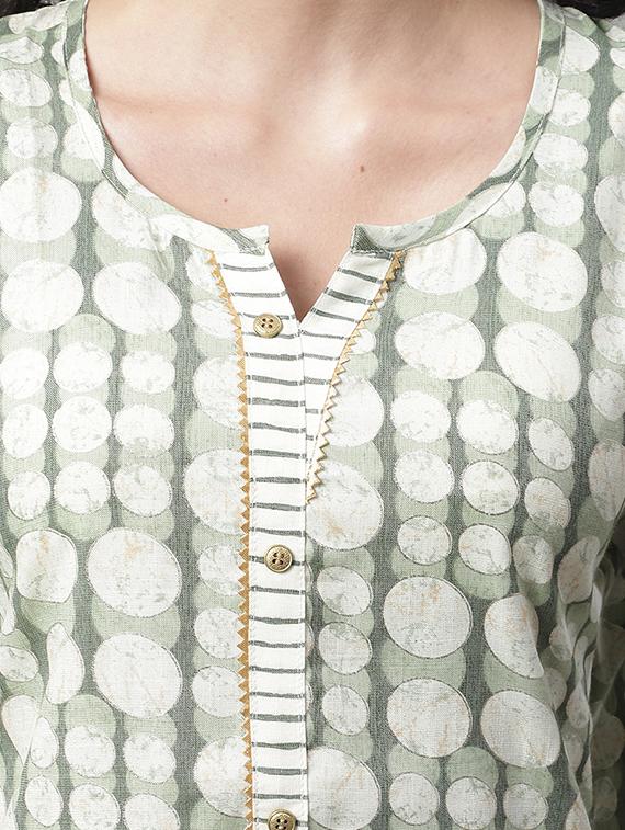 green notch neck kurta pant set - 20195077 - Standard Image - 3