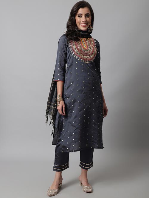 embroidered kurta pant set with dupatta   - 20195156 -  Standard Image - 0