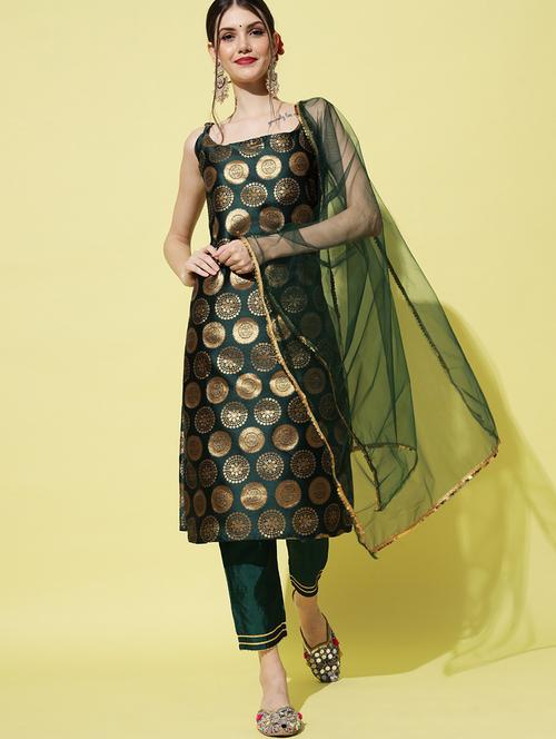 self design kurta pant set with dupatta - 20195159 - Standard Image - 0