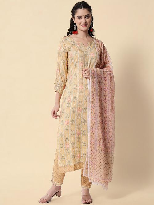 printed kurta pant set with dupatta - 20195168 - Standard Image - 0