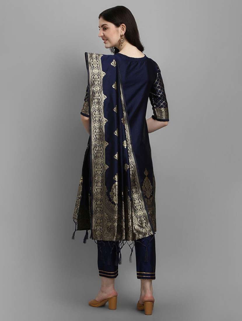 women three quarter sleeve kurta pant with dupatta set - 20195177 -  Standard Image - 3