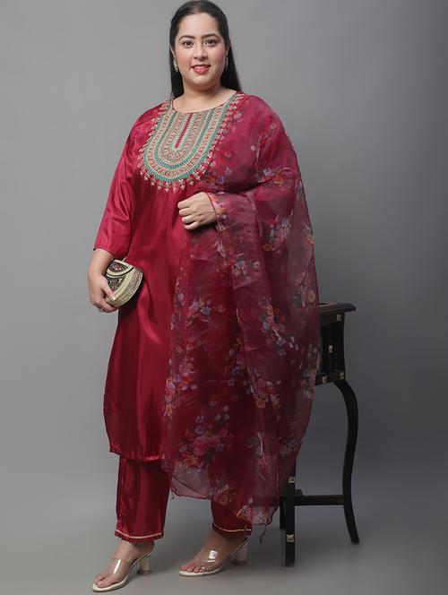 embroidered kurta pant set with dupatta - 20195186 - Standard Image - 0