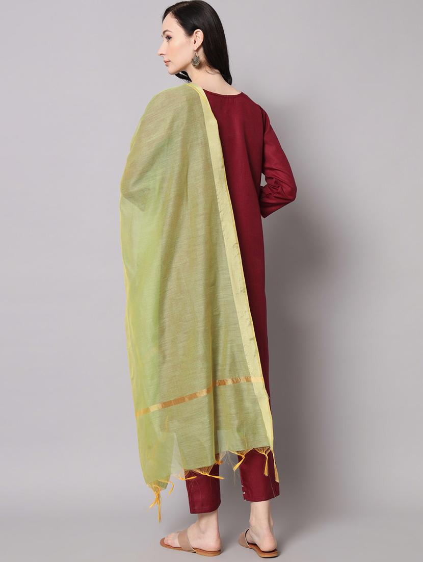 embroidered kurta pant set with dupatta - 20195203 - Standard Image - 3