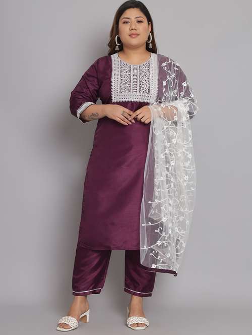 embroidered kurta pant set with dupatta  - 20195208 -  Standard Image - 0
