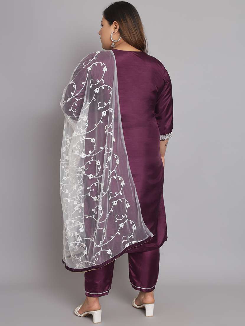 embroidered kurta pant set with dupatta - 20195208 - Standard Image - 3