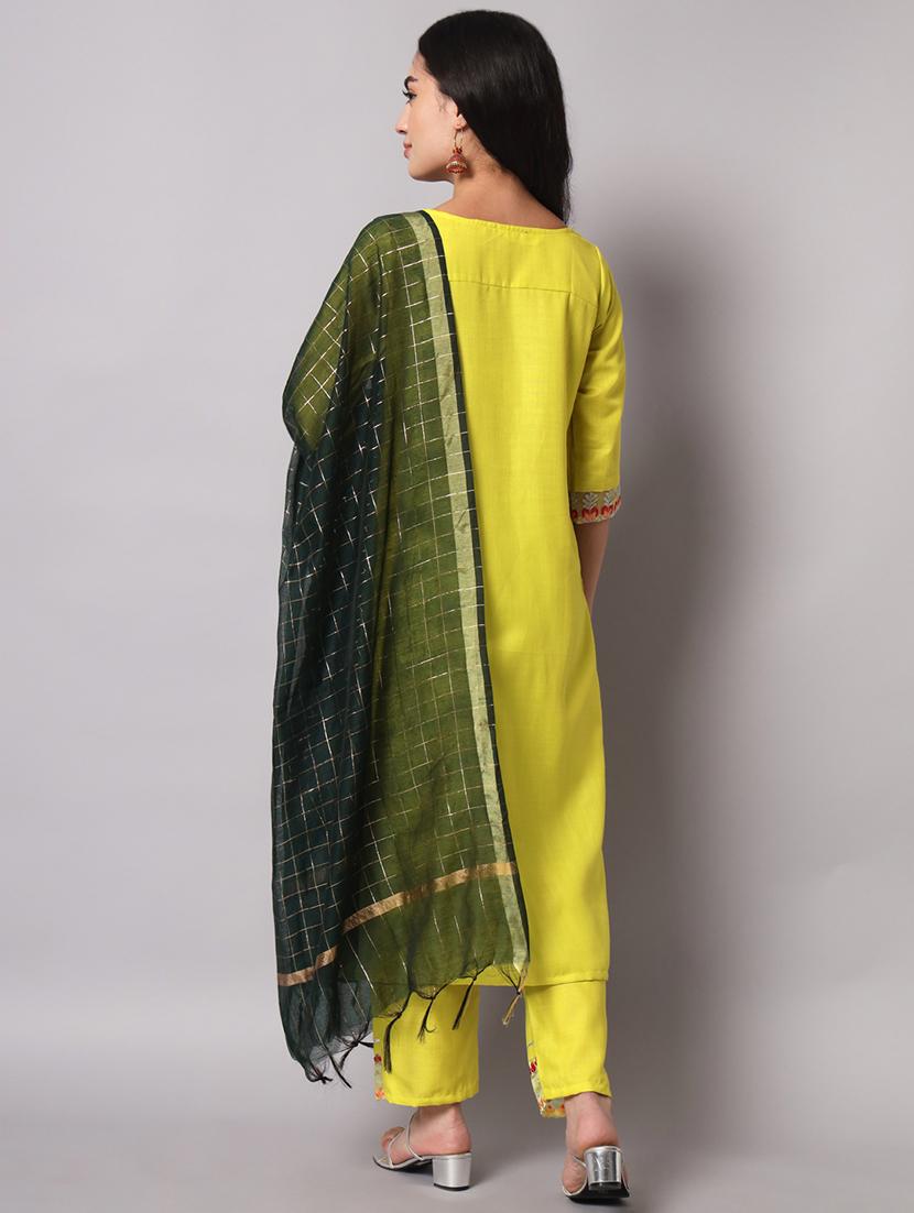 embroidered kurta pant set with dupatta - 20195213 - Standard Image - 3