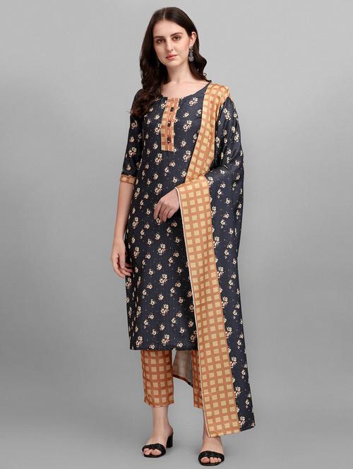 printed kurta pant set with dupatta - 20195220 - Standard Image - 0