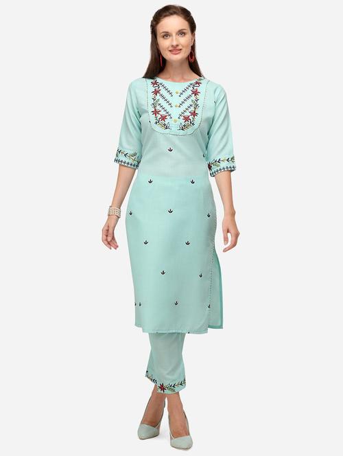 embroidered kurta pant set  - 20195294 -  Standard Image - 0
