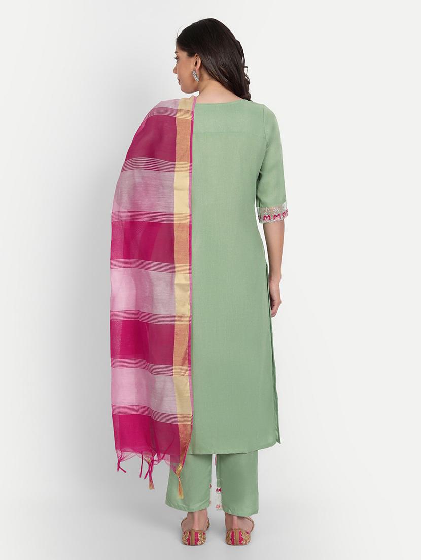 embroidered kurta pant set with dupatta - 20195300 - Standard Image - 3