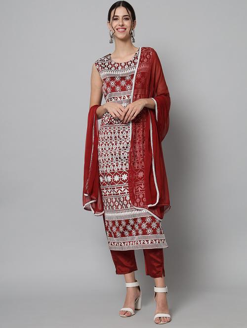 embroidered kurta pant set with dupatta - 20195328 - Standard Image - 0