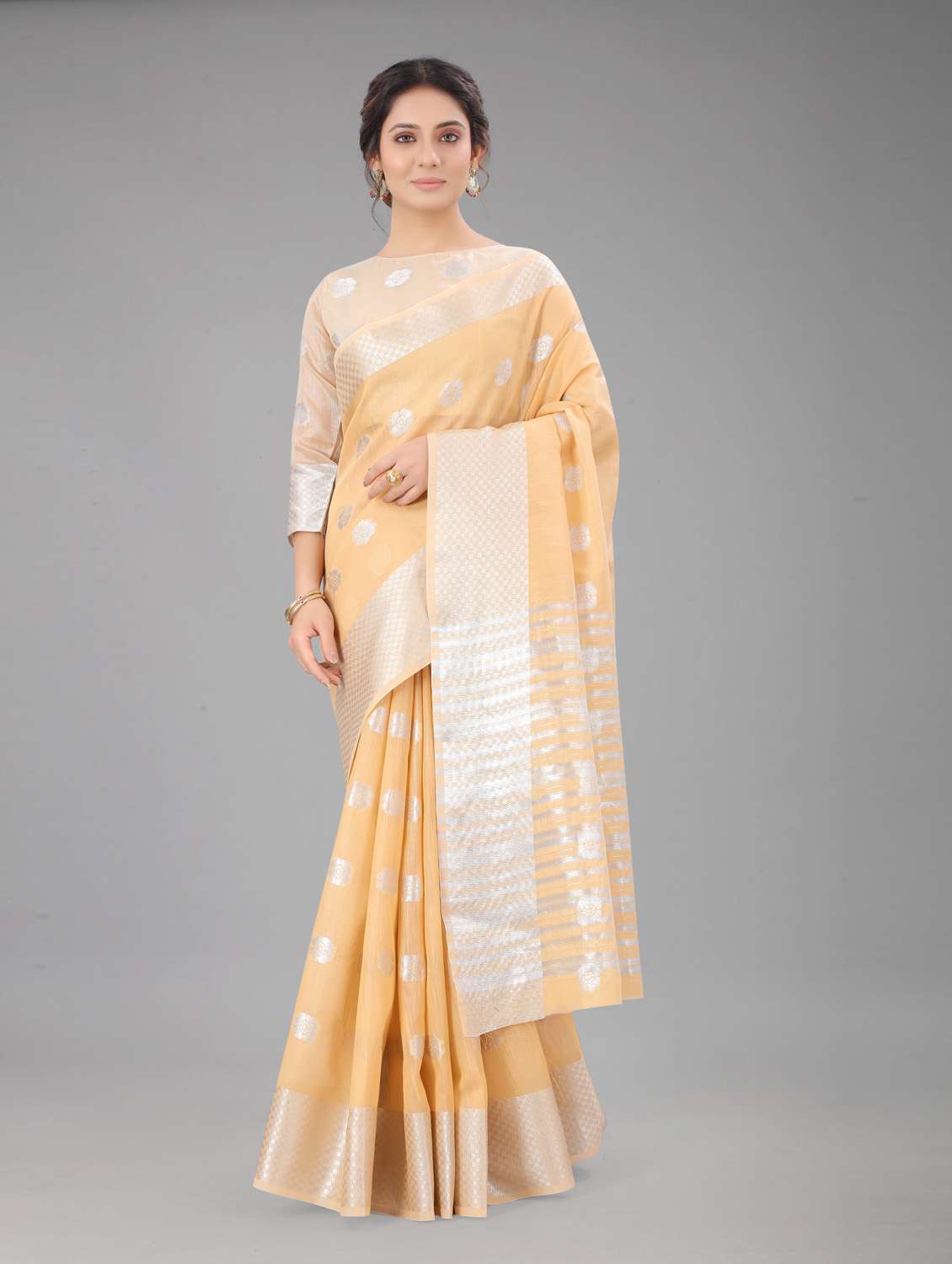 self design woven saree with blouse  - 20195435 -  Zoom Image - 0