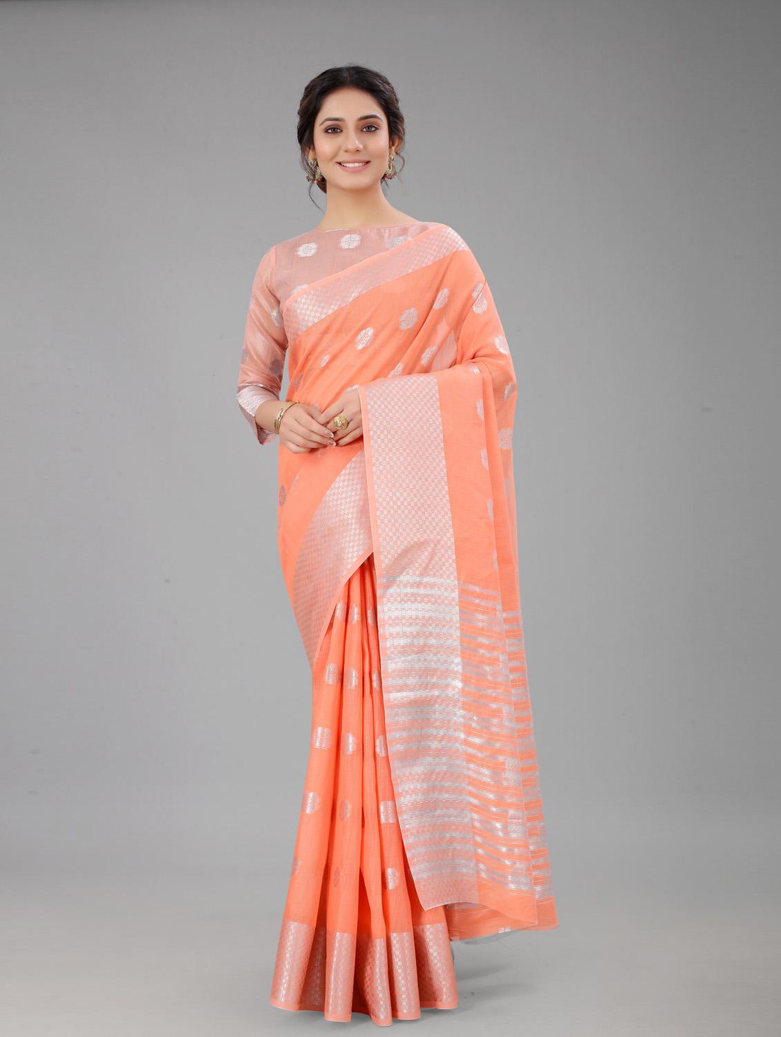 self design woven saree with blouse 