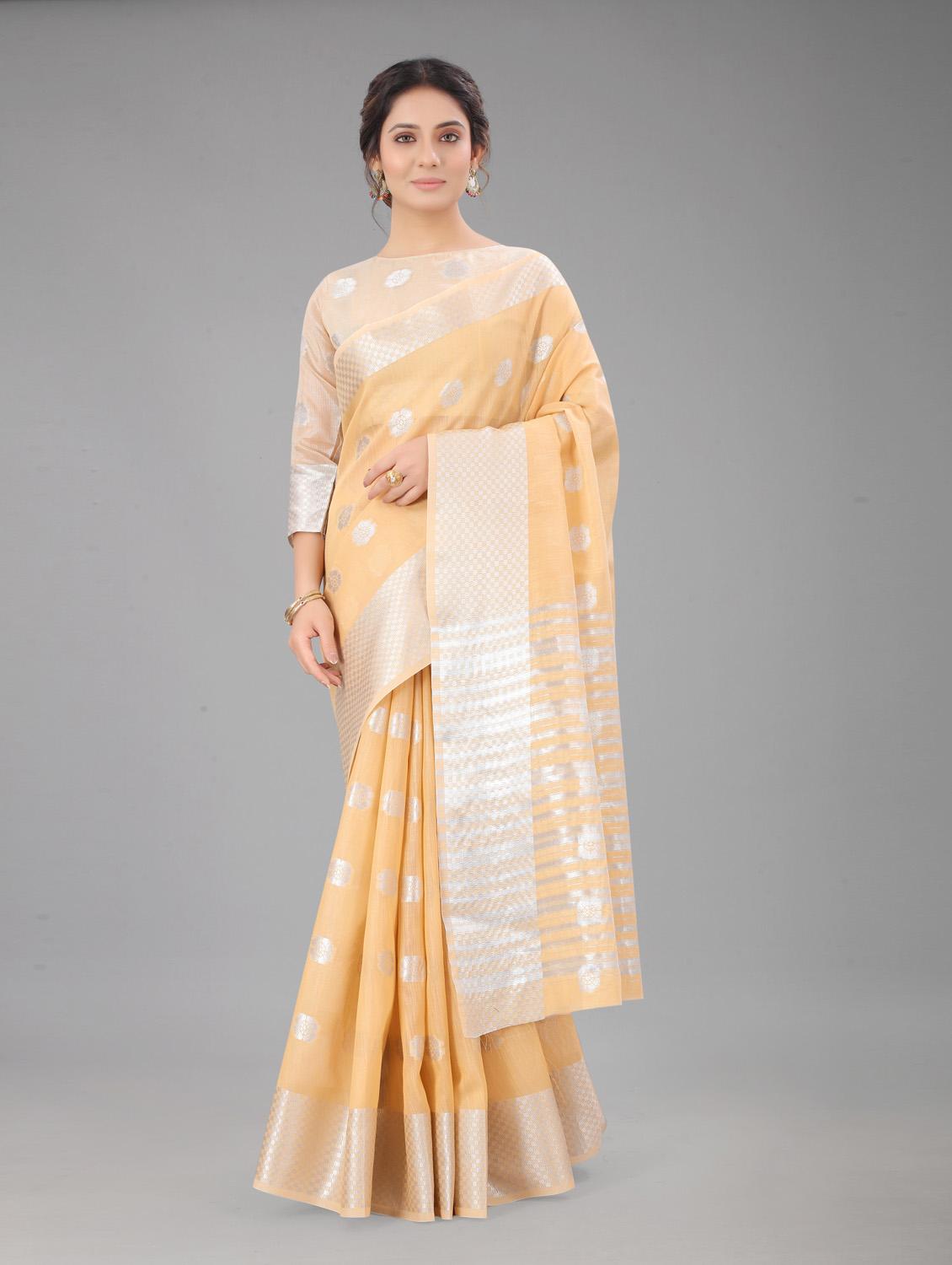 self design woven saree with blouse 