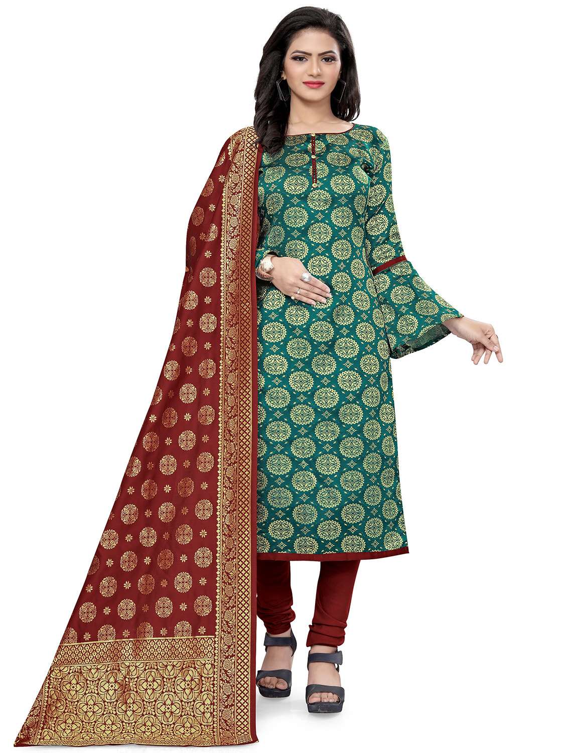 self design unstitched suit set 