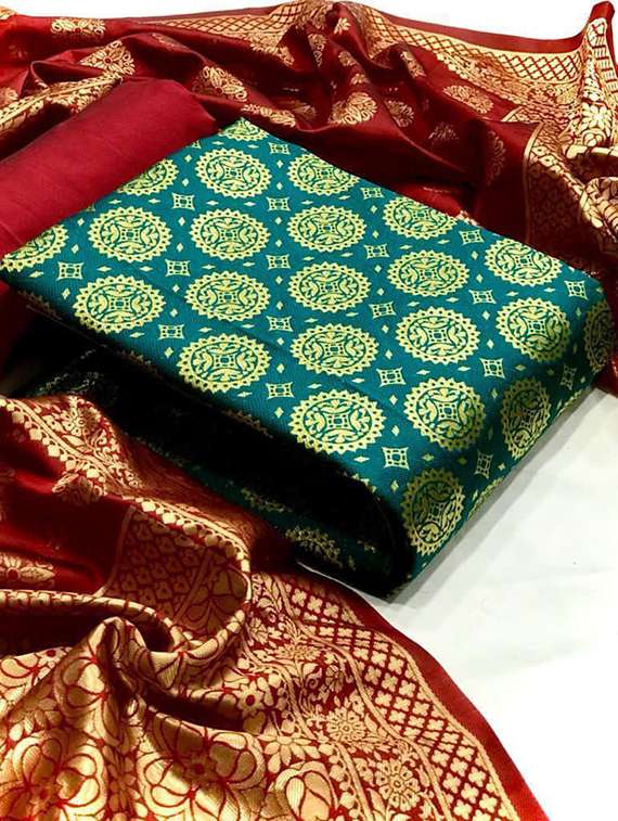 Self Design Unstitched Suit Set - 20196204 -  Standard Image - 3