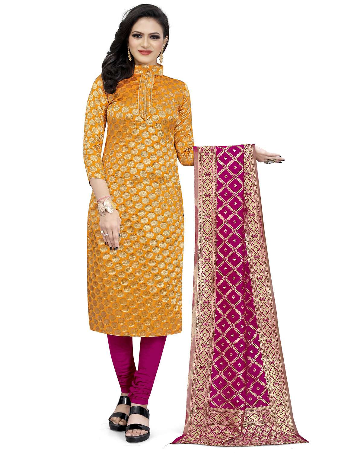 self design unstitched suit set 