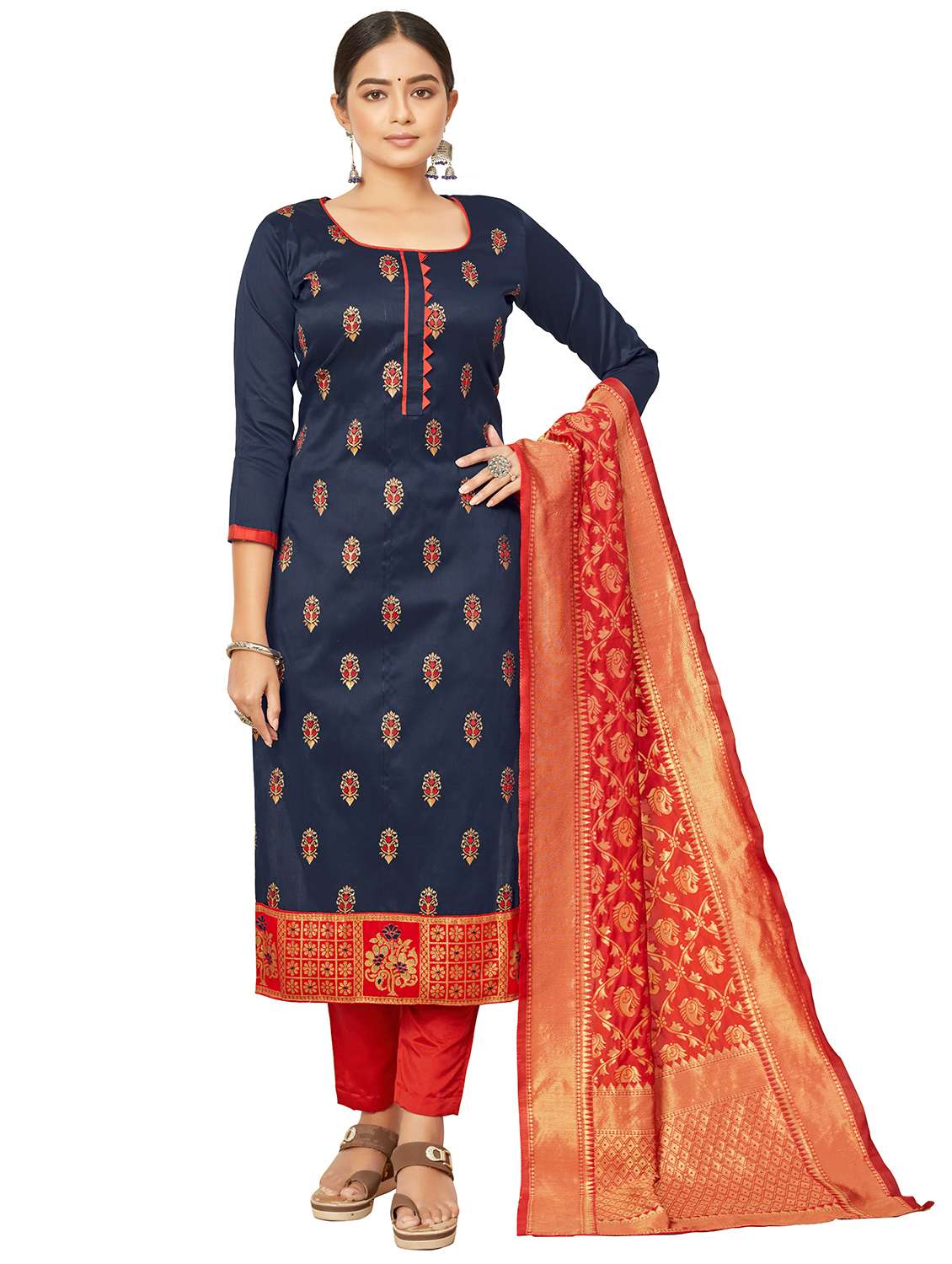 self design unstitched suit set - 20196320 - Zoom Image - 0