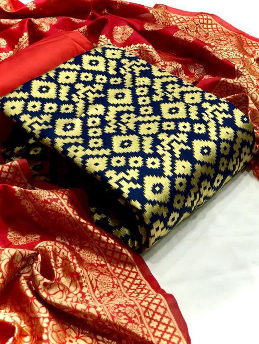 self design unstitched suit set - 20196344 - Standard Image - 3