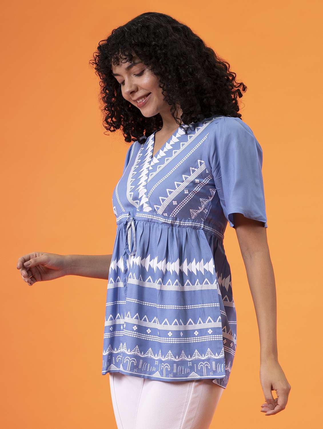 women's peplum round neck top - 20196870 -  Standard Image - 3