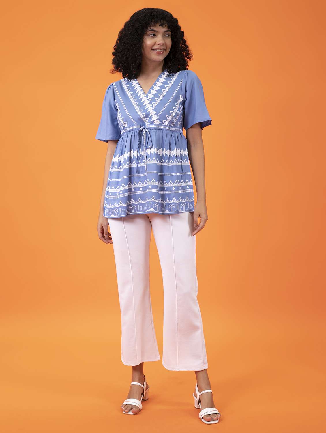 women's peplum round neck top - 20196870 -  Standard Image - 5