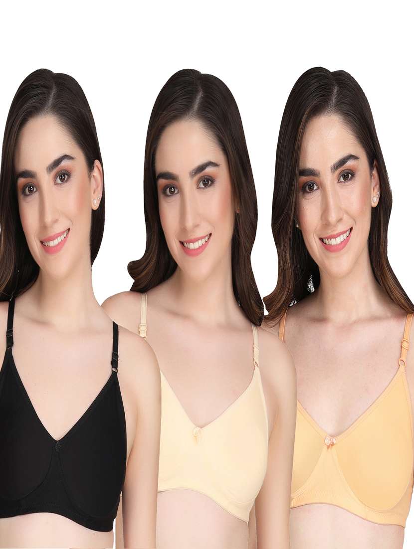 pack of 3 solid multi colored bra - 20196958 - Zoom Image - 0