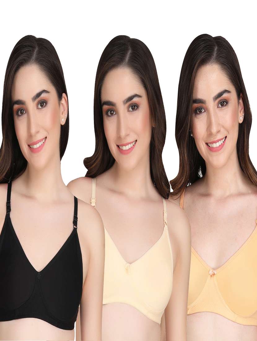 pack of 3 solid multi colored bra
