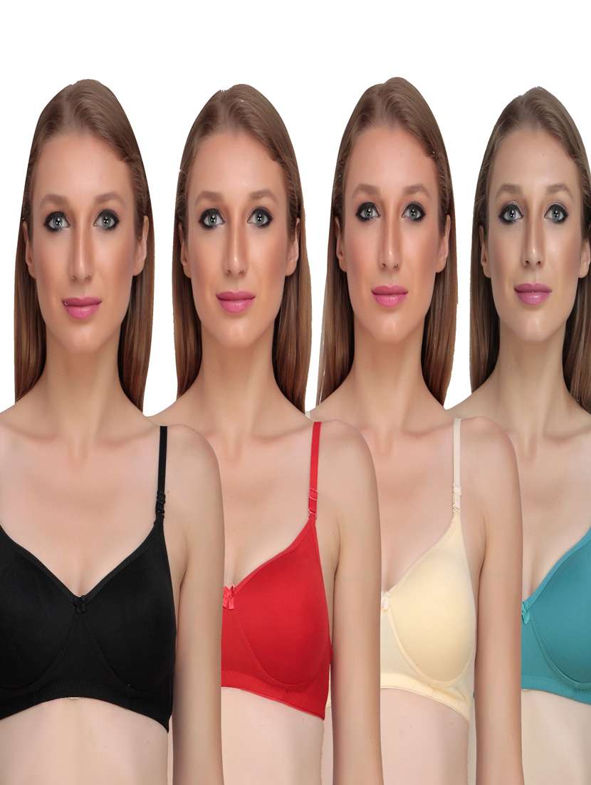 pack of 4 solid multi colored bra